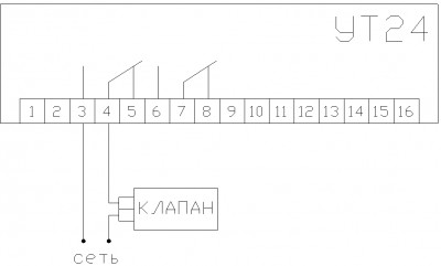 Схему подключения нагрузки УТ24