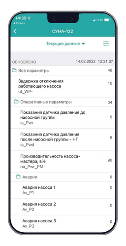 Удаленный мониторинг работы контроллера для каскадного управления насосами со смартфона
