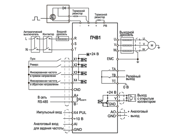 Схема подключения ПЧВ1