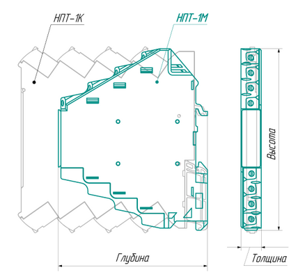 Рис. 4. Сравнение габаритов НПТ-1М и НПТ-1К
