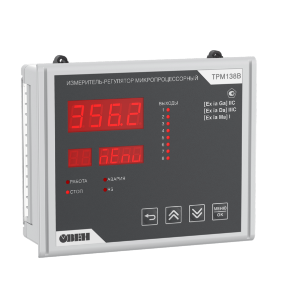 ТРМ138В восьмиканальный регулятор для взрывоопасных зон с RS-485 и USB