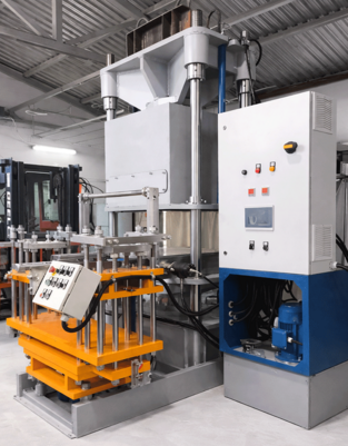 Вулканизационный пресс с автоматическим разгрузчиком пресс-форм и вакуумным куполом